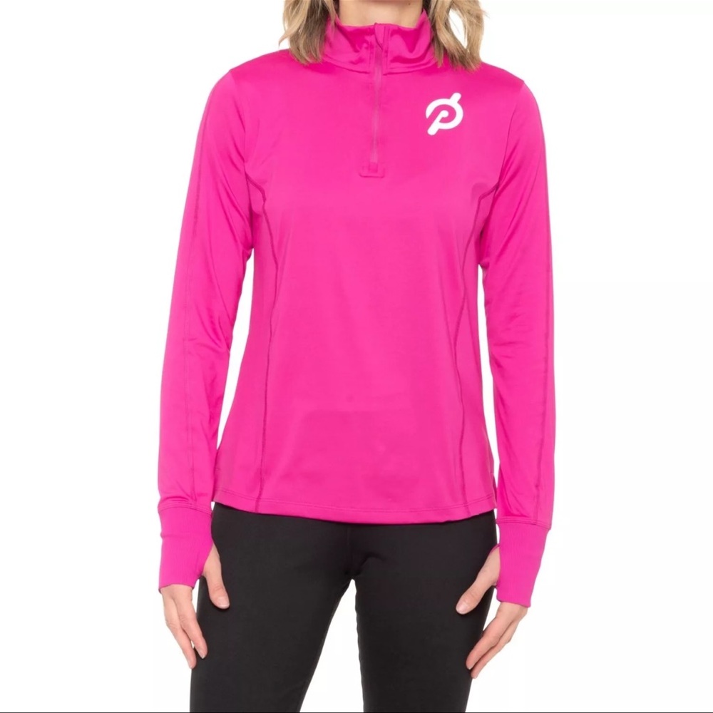 PELOTON Warm Up Shirt Pink 1/4 Zip Neck Long Sleeve Size Small